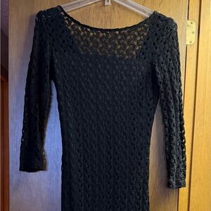 Elegant Woven Black Lace Maxi Dress
